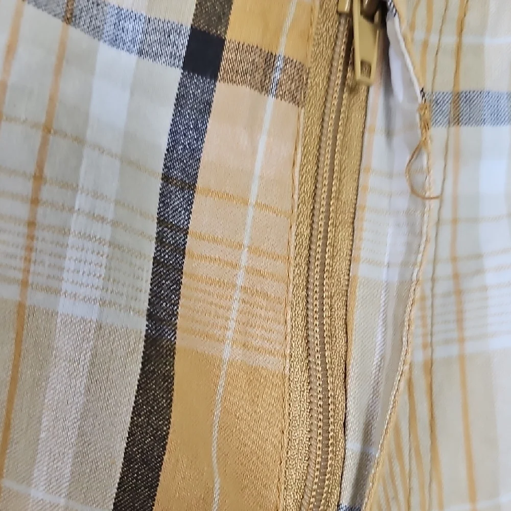 4 FatherZ Men's Plaid Cargo Shorts in Tan and White Size 2XL
